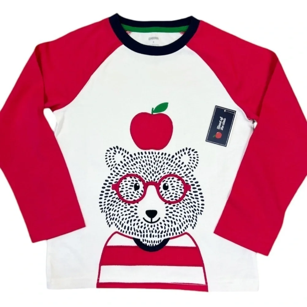 Lot of 2 Gymboree Boys 6 Embroidered Raglan Shirts Long Sleeve Pilot Dog Bear